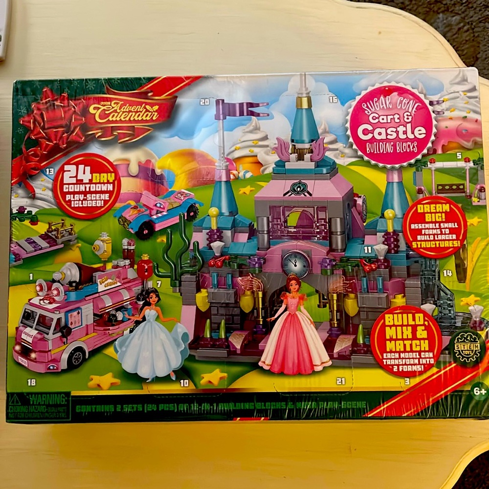JOYIN 2024 Christmas Advent Calendars Cart & Castle Building Blocks